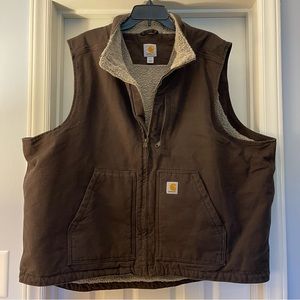 Carhartt dark brown men’s 2XL regular duck sherpa-lined mock-neck vest